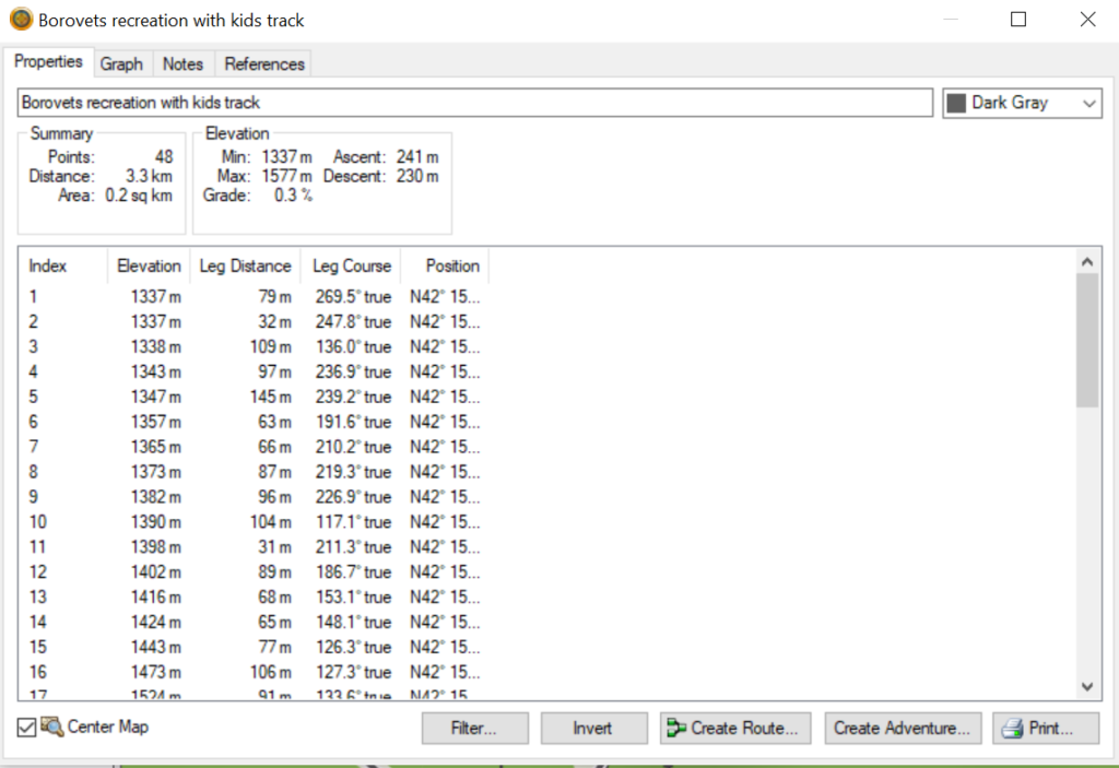 GARMIN Base Camp Outdoor softver track analitics